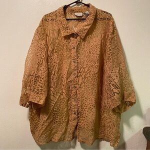 White Stag Shirt Women’s Size 30W/32W Brown Up Down Light Weight Collared